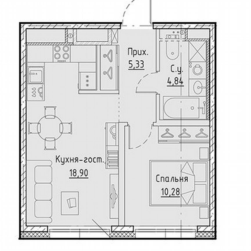 1-к. квартира, 39,4 м², 4/11 эт.