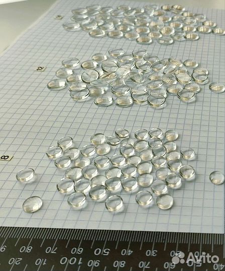 Кабошоны 8, 12, 14мм 50шт стекло прозрачные