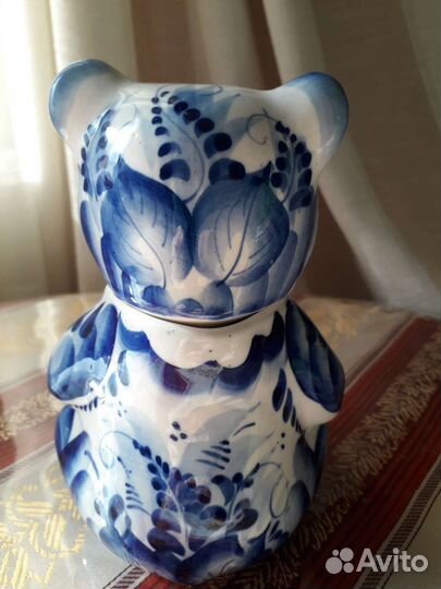 Гжель медведь медовница Авторская работа