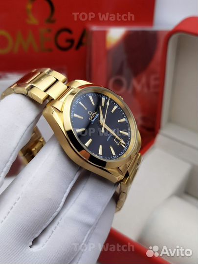 Механические мужские часы Omega aqua terra gold