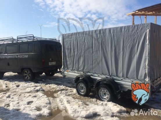 Двухосный прицеп с тентом 150 см мзса 817731.022