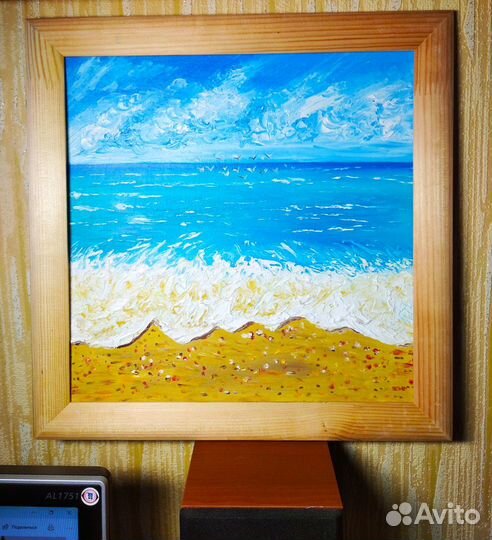Картина маслом, морской пейзаж, пляж