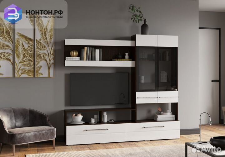 Центральная секция Милан венге / белый глянец