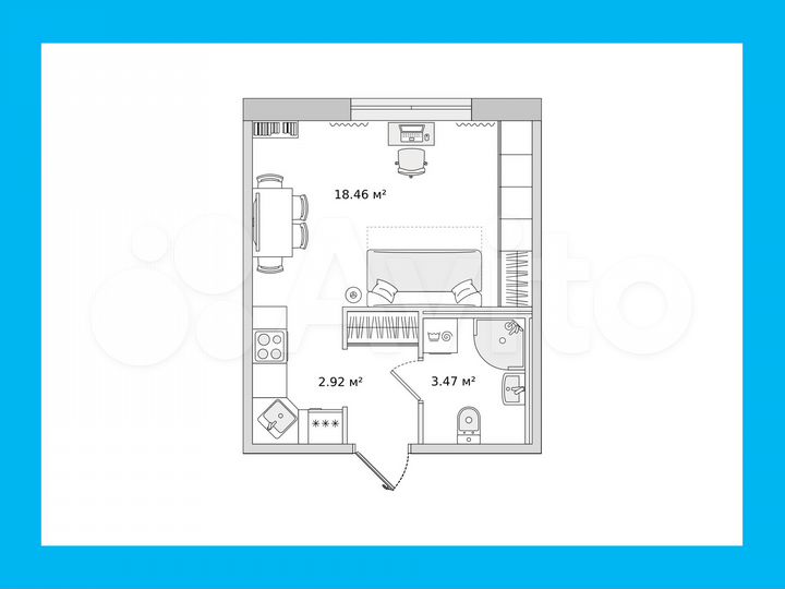 Квартира-студия, 24,4 м², 2/15 эт.