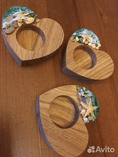 Подсвечник дерево. Эпоксидная смола. Подарок.Свеча