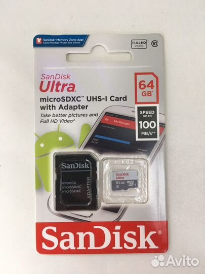 Карта памяти MicroSD SanDisk 64gb