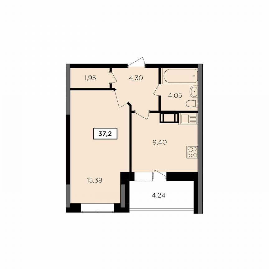 1-к. квартира, 37,2 м², 2/16 эт.