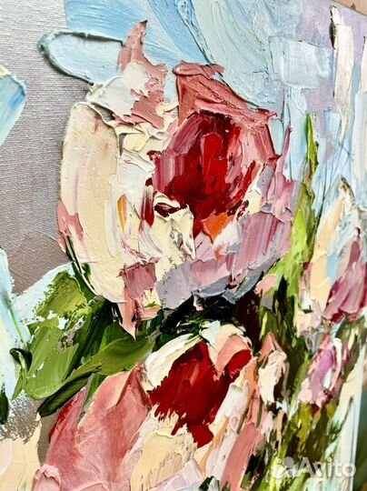 Интерьерная картина цветы,Пионы 60*70