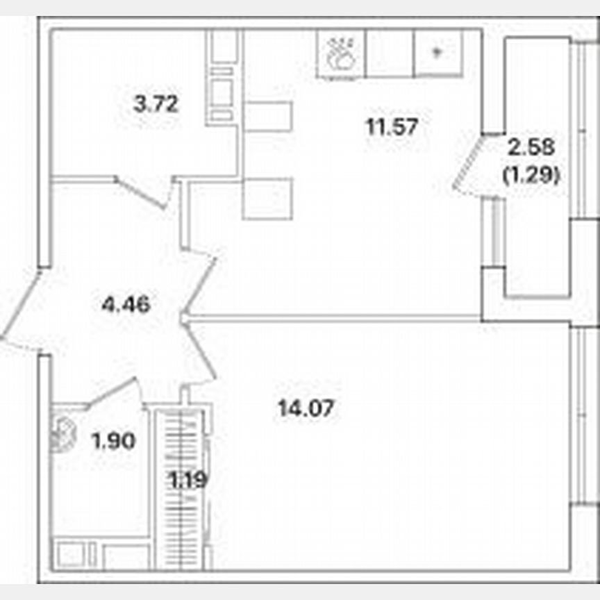 1-к. квартира, 38,2 м², 5/12 эт.