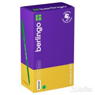 Ручка шариковая зеленая, трехгран., игольчатый