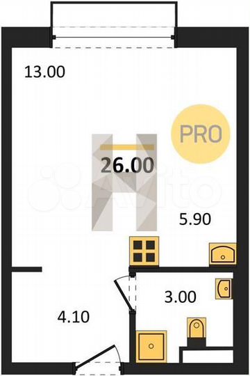 Квартира-студия, 26,2 м², 25/26 эт.