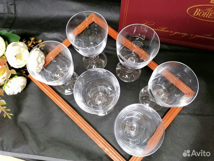 Бокалы для вина Богемия 6 штук новые