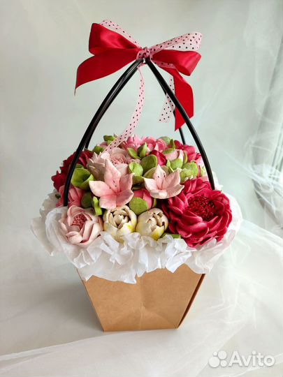 Композиция из вкусных зефирных цветов для учителя