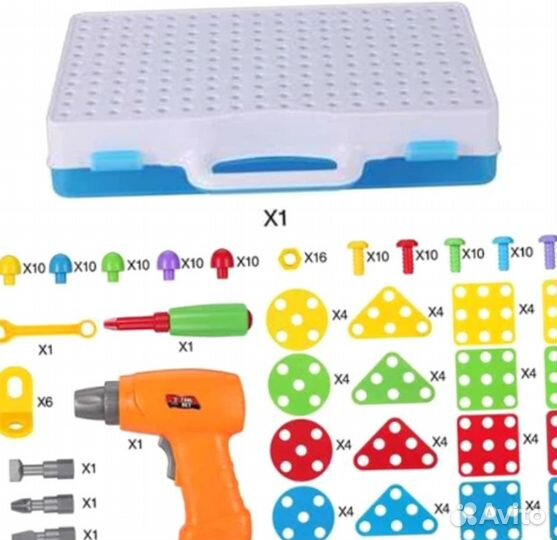 Детская мозаика с шуруповертом, 193 детали