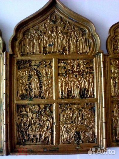 Складень праздники 4 створки, медное литье