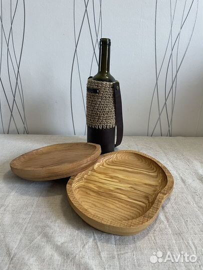 Бутылочница из джута и кожи для вина