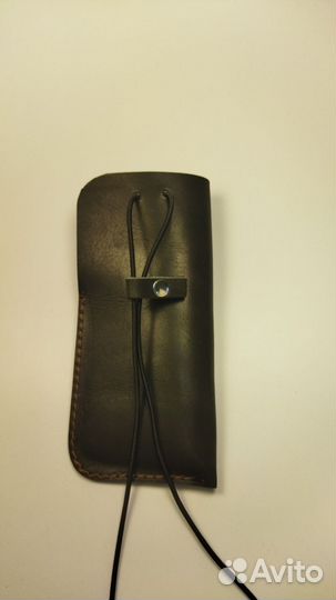 Футляр для очков кожаный серый