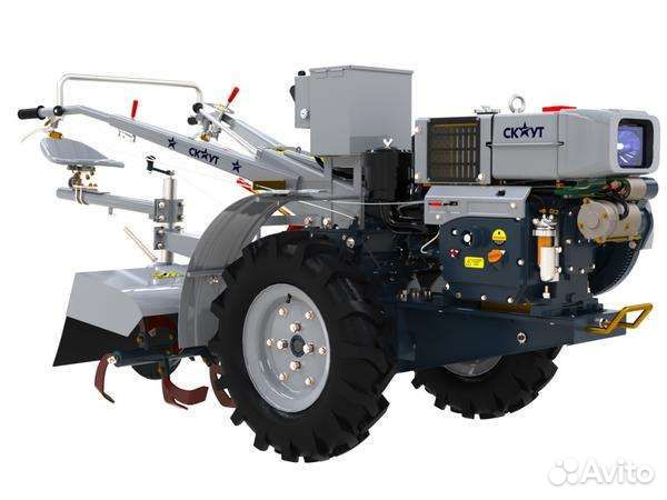 Мотоблок скаут 15 DE с почвофрезой и сиденьем