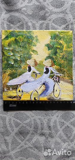 Картина Две девушки на велосипеде