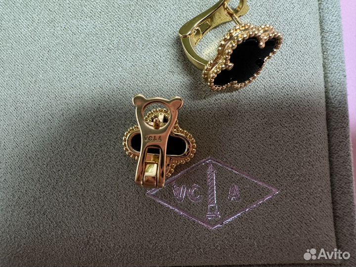 Серьги клевер van cleef