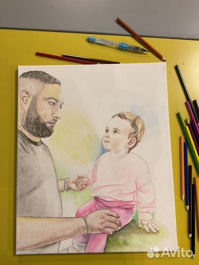 Портрет по фото карандашом, акварелью