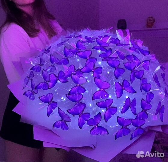 Букет из бабочек светящийся, подарок (на заказ)