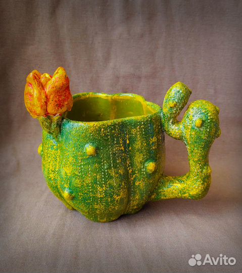 Кружка - Кактус, ручная работа