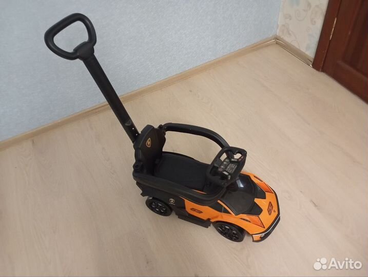 Машинка Каталка пушкар Lamborghini с ручкой