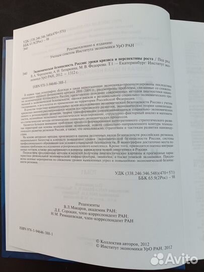 Экономическая безопасность России том 1 год 2012