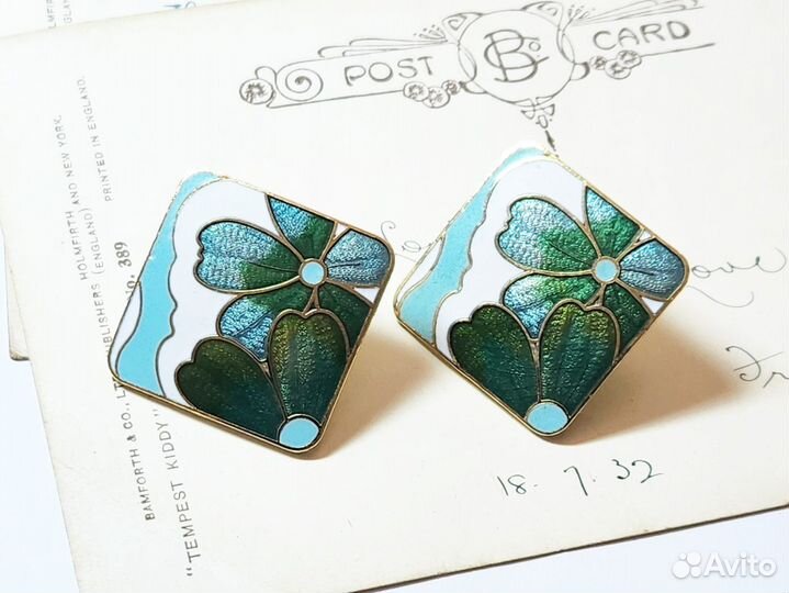 Серьги, клуазоне, Англия