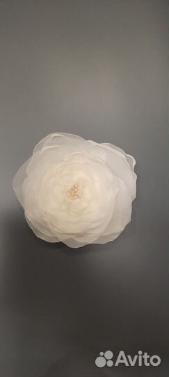 Брошь цветок из ткани, 10см, ручная работа