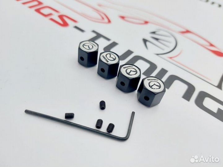 Колпачки на ниппель Mazda Black с защитой от кражи