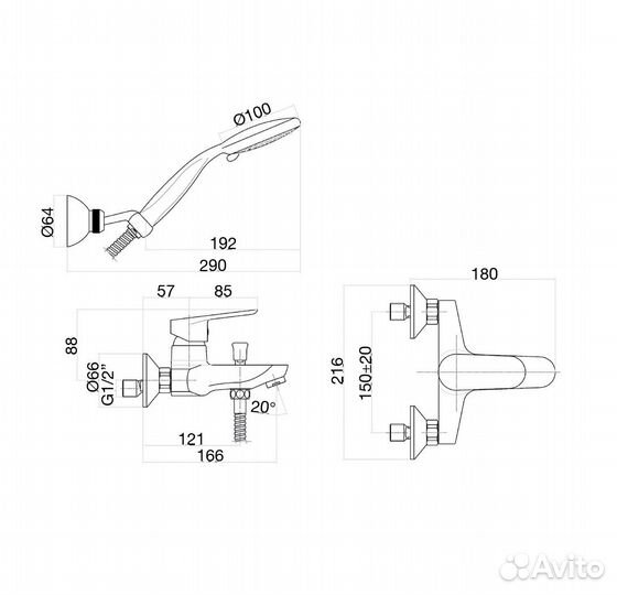 Смеситель для ванны Fiore kevon chic 81TX8150