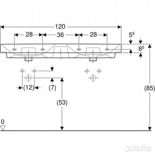 Раковина двойная подвесная Geberit Smyle Square 5