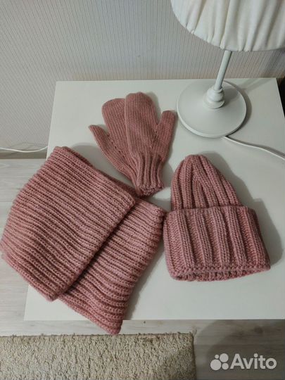 Комплект женский шапка + снуд + варежки