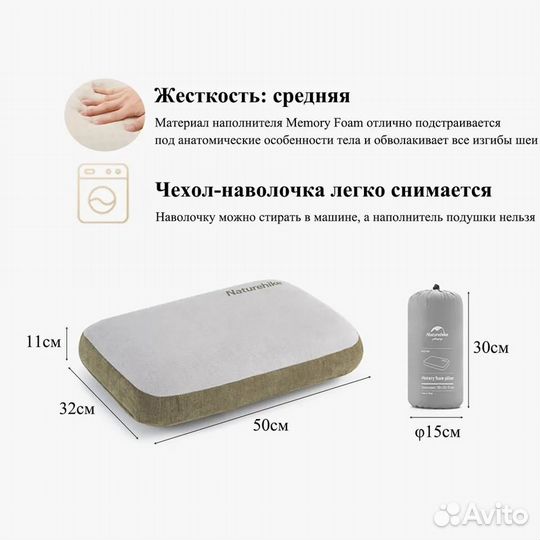 Анатомическая подушка Naturehike (Memory Foam)