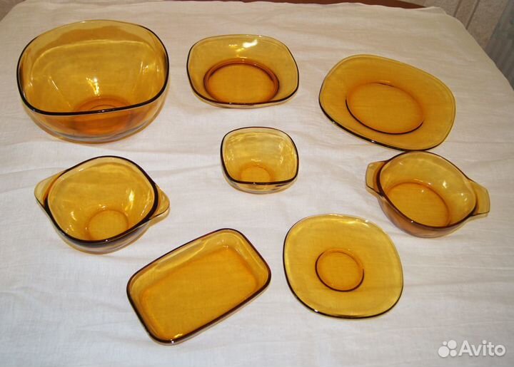 Набор посуды, Франция, светлорыжея, квадратная