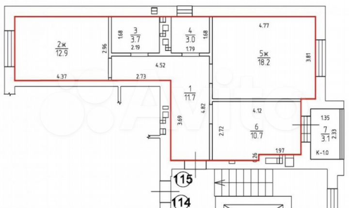 2-к. квартира, 62,6 м², 5/8 эт.