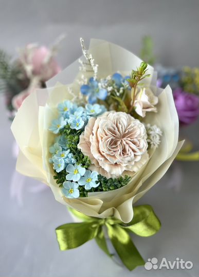 Букет цветов из мыла с совушкой