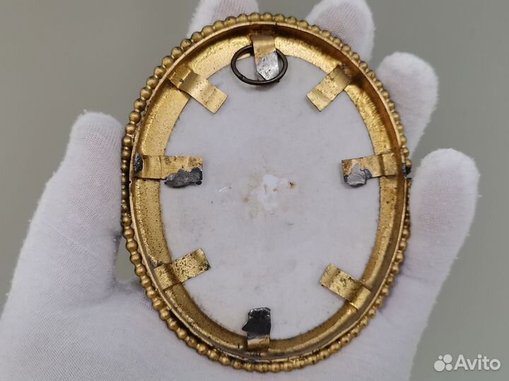 Икона Богородица Дева Мария 19 век живопись фарфор