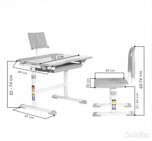 Растущая парта и стул регулируемый
