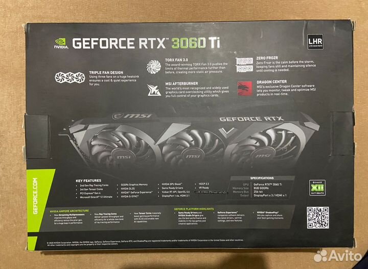 Видеокарта MSI Rtx 3060ti 8gb LHR