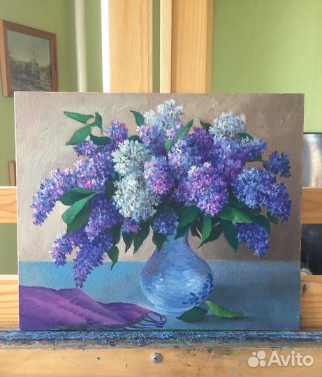 Сирень,картина маслом,цветы,натюрморт
