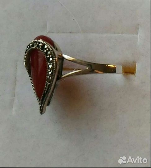 Серебряное кольцо с сердоликом, 18 и 20 размер