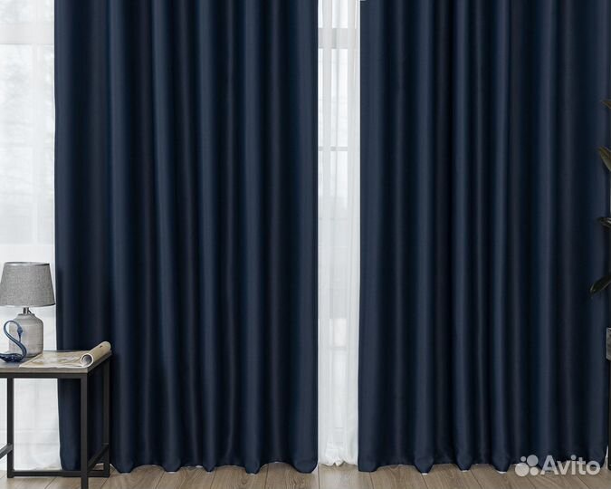 Шторы блэкаут марсель индиго готовые и на заказ
