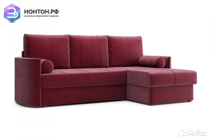 Диван угловой дельфин Колибри бордовый