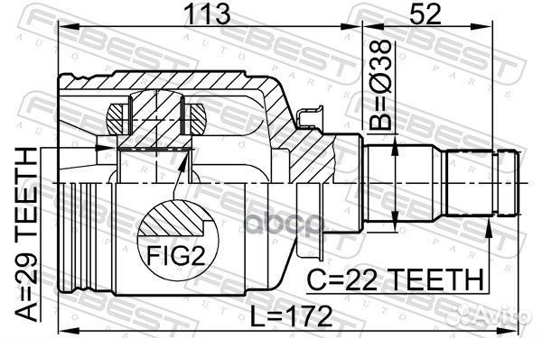 ШРУС внутренний 29x38x22 (chevrolet lacetti/optra