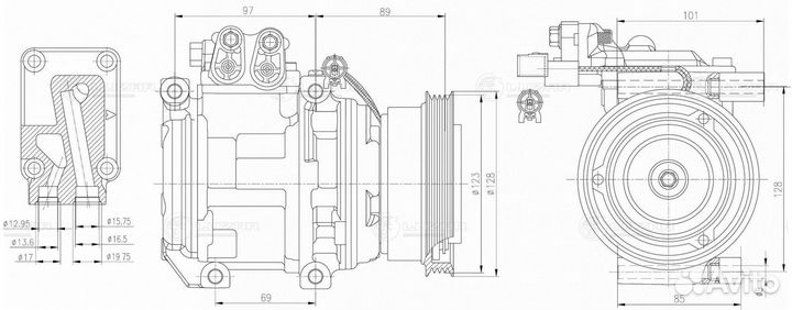 Компрессор кондиционера Хендай Туксон 04- тип Doow
