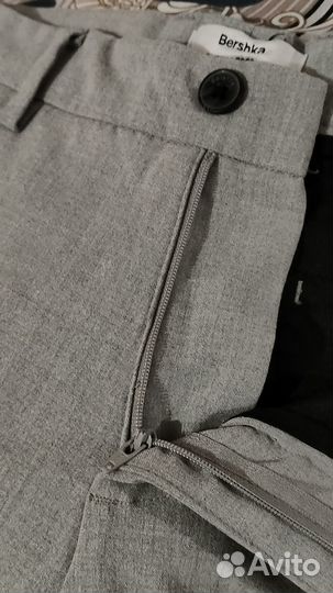 Брюки спорт-шик серые (Bershka)