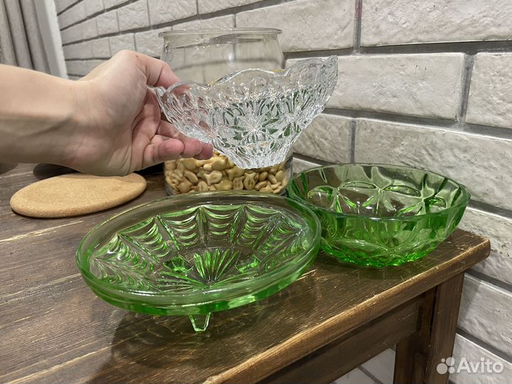 Салатник конфетница СССР цветное стекло